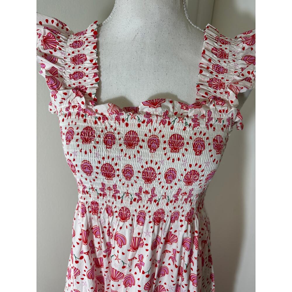 Hill House The Nap Dress Pink White Sea Shell Cotton Maxi Dress Sz S - Picture 4 of 5
